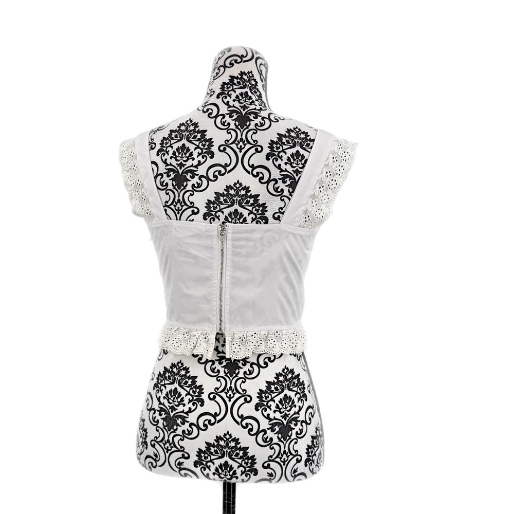 Eyelet Ruffle White Tank Top - Picture 8 of 12